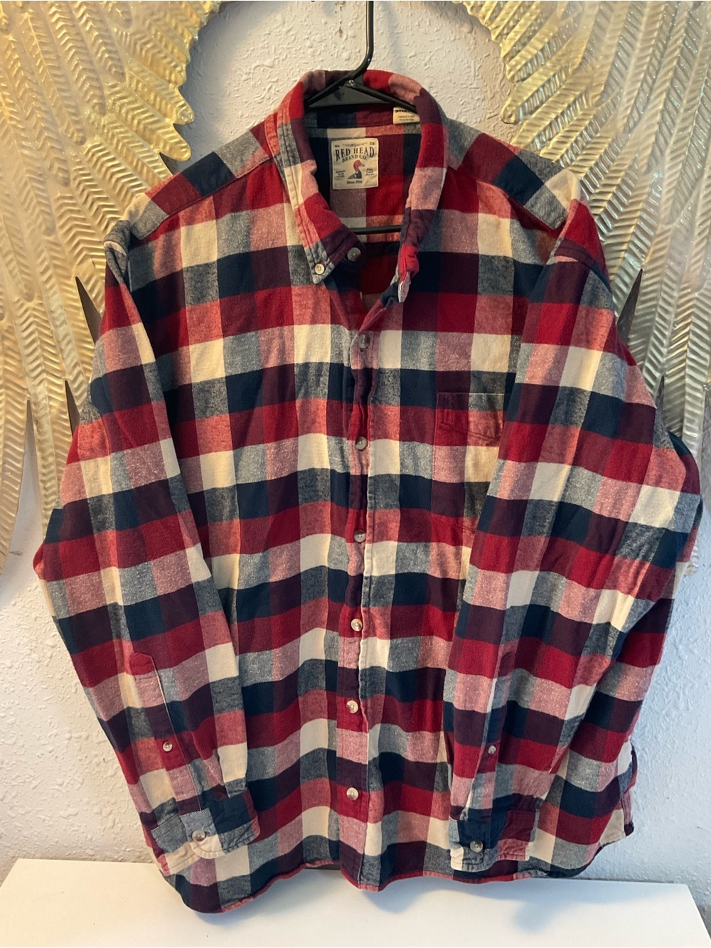 RedHead Shirt‎ Mens 3XL Red Plaid Flannel Long Sleeve Button Front Casual